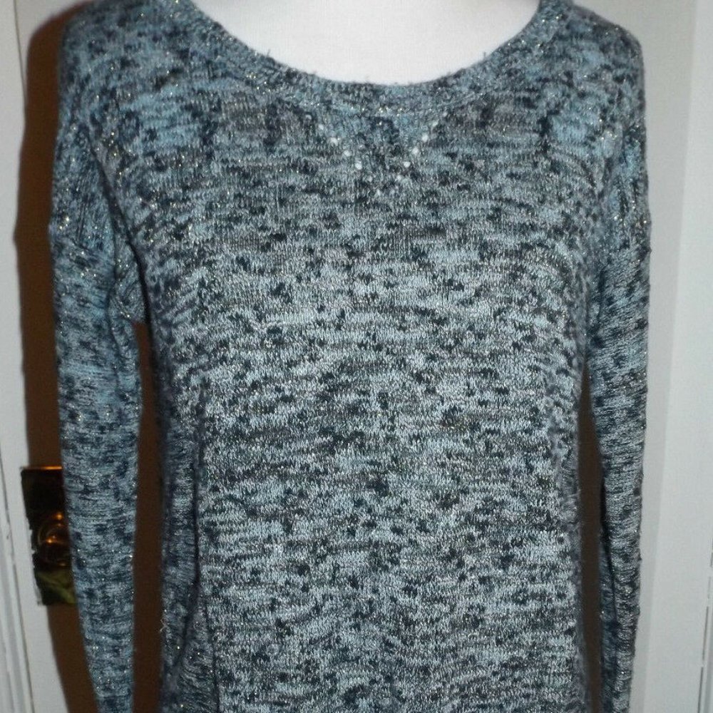 American Eagle Sweater Blue Metallic Silver